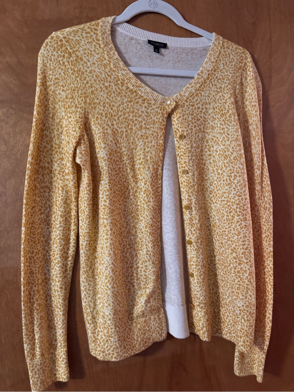 Talbots Yellow Leopard-Print Cardigan